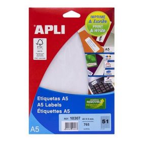   Etikett, 45x8 mm, eltávolítható, ékszerekhez, A5 hordozón, APLI, 765 etikett/csomag