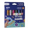   Tempera stift készlet, toll alakú, APLI "Kids", 6 különböző metál szín