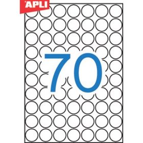   Etikett, 19 mm kör, fehér, A5 hordozón, APLI, 1050 etikett/csomag