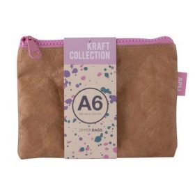   Rendszerező tasak, cipzáras, bőrhatású textúra, műanyag, A6, APLI "Kraft", vegyes színű ci...