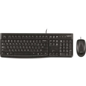  Egér- és billentyűzet készlet, vezetékes, USB, LOGITECH "MK120", fekete
