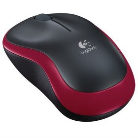  Egér, vezeték nélküli, optikai, közepes méret, USB, LOGITECH "M185", piros