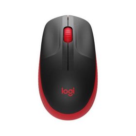   Egér, vezeték nélküli, optikai, USB, LOGITECH, "M190", piros