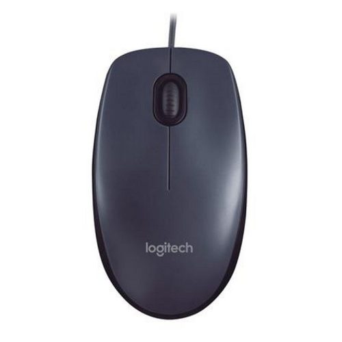 Egér, vezetékes, optikai, normál méret, USB, LOGITECH "M90", sötétszürke