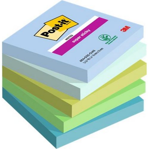 Öntapadó jegyzettömb, 76x76 mm, 5x90 lap, 3M POSTIT "Super Sticky Oasis", vegyes színek
