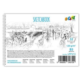   Vázlatfüzet, famentes, B5, spirál, 32 lap, COOL BY VICTORIA