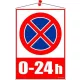 Információs tábla, 35x25 cm, 0-24h megállni tilos piktogram