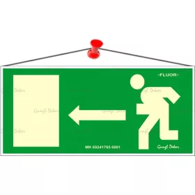   Információs tábla, 25x11,5 cm, fluoreszkáló, utánvilágítós, "Menekülési irány balra"