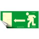 Információs matrica, 25x11,5 cm, fluoreszkáló, utánvilágítós, "Menekülési irány balra"