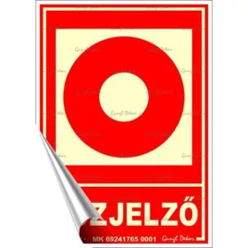   Információs matrica, 12,5x17,5 cm, fluoreszkáló, utánvilágítós, "Tűzjelző"