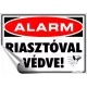 Információs matrica, 11,6x16,6 cm, "Riasztóval védve"