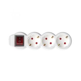   Elosztósor, 3 csatlakozóaljzat, 1,5 m kábelhosszúság, kapcsolóval, HOME, fehér