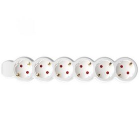   Elosztósor, 6 csatlakozóaljzat, 1,5 m kábelhosszúság, HOME, fehér