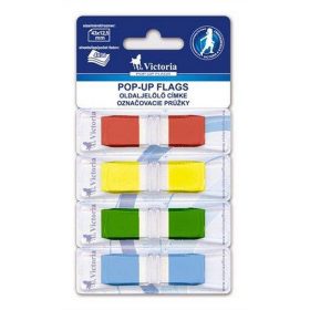   Jelölőcímke, műanyag, 4x36 lap, 43x12,5 mm, VICTORIA OFFICE, vegyes szín