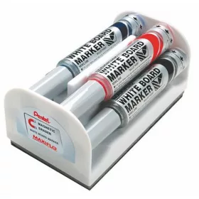   Táblamarker készlet, 6 mm, kúpos hegy, PENTEL "Maxiflo", 4 különböző szín