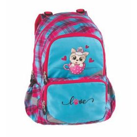   Hátizsák, anatómiai, PULSE "Anatomic Kitty Love", világoskék-rózsaszín