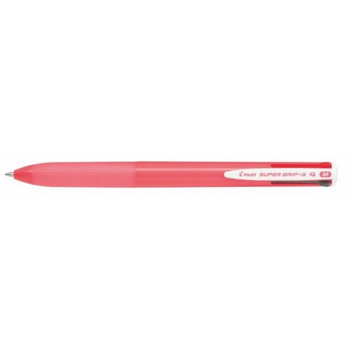 Golyóstoll, 0,27 mm, nyomógombos, rózsaszín tolltest, PILOT "Super Grip G", négyszínű