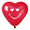 Léggömb, 40 cm, szív alakú, smiley, piros