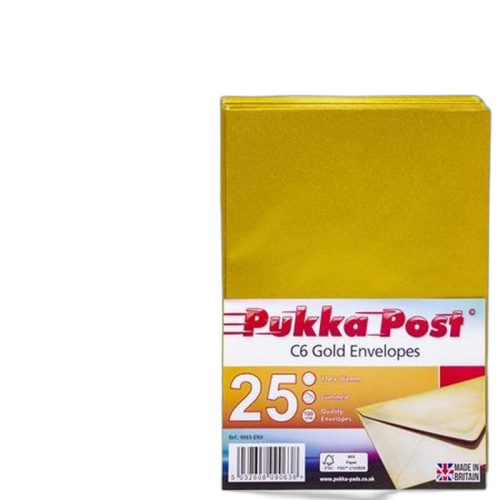 Boríték, C6, szilikonos, PUKKA PAD "Gold", arany