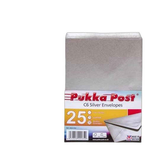 Boríték, C6, szilikonos, PUKKA PAD "Silver", ezüst