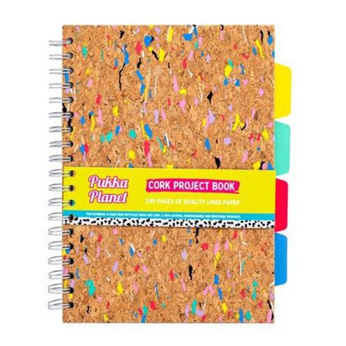 Spirálfüzet, B5, vonalas, elválasztóval, 100 lap, PUKKA PADS "Planet Cork Project Book", p...