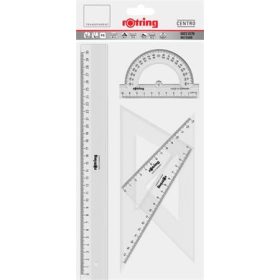 Vonalzó készlet, műanyag, ROTRING, víztiszta