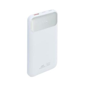   Hordozható akkumulátor, beépített kábellel, 10000mAh, RIVACASE "VA2211", fehér