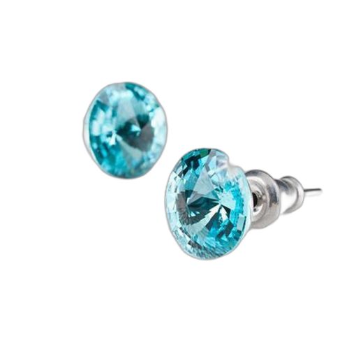 Fülbevaló, light türkíz SWAROVSKI® kristállyal, csúcsos, 8mm, ART CRYSTELLA®