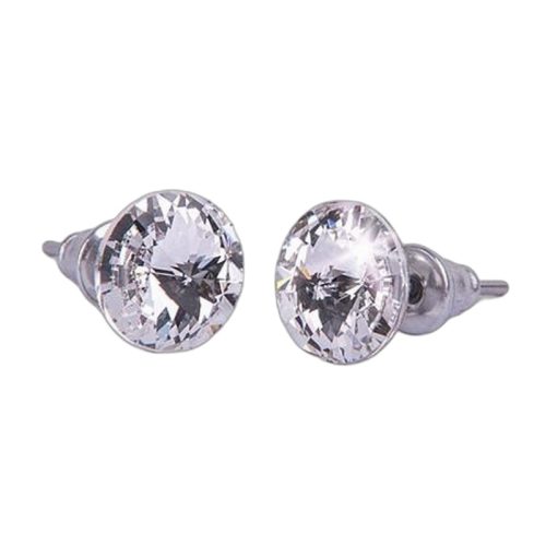 Fülbevaló, fehér SWAROVSKI® kristállyal, csúcsos, 8mm, ART CRYSTELLA®