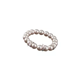   Karkötő, gyöngyházfehér SWAROVSKI® gyöngyből, fehér rondella kristállyal, 10mm, ART CRYSTE...