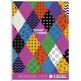   Spirálfüzet, A4+, kockás, 80 lap, SHKOLYARYK "Great Mind", vegyes