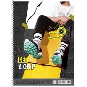   Spirálfüzet, A4+, vonalas, 80 lap, SHKOLYARYK "Get a grip", vegyes