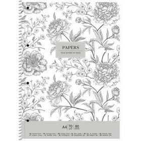   Spirálfüzet, A4+, kockás, 80 lap, SHKOLYARYK "Vintage flowers", vegyes