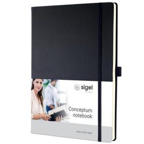   Jegyzetfüzet, exkluzív, A4, vonalas, 97 lap, keményfedeles, SIGEL "Conceptum", fekete