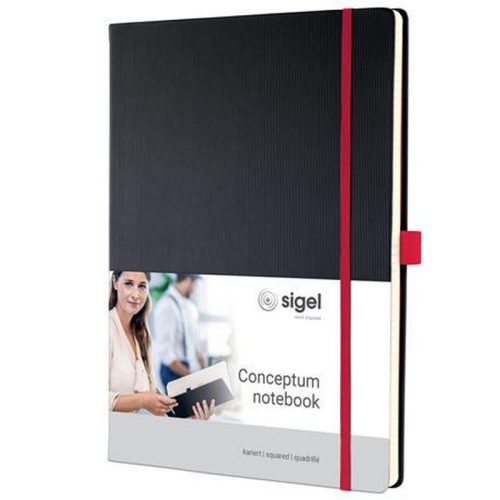 Jegyzetfüzet, exkluzív, A4, kockás, 97 lap, keményfedeles, SIGEL "Conceptum Red Edition", ...