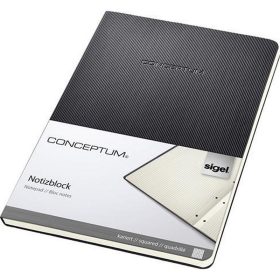   Füzet, exkluzív, A5, kockás, 60 lap, keményfedeles, SIGEL "Conceptum", fekete