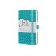 Jegyzetfüzet, exkluzív, 95x150 mm, vonalas, 87 lap, keményfedeles, SIGEL "Jolie", türkiz
