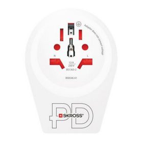   Adapter, Európába utazóknak, USB-C, gyorstöltés, földelt, SKROSS