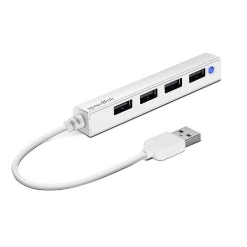 USB elosztó-HUB, 4 port, USB 2.0, SPEEDLINK "Snappy Slim" fehér