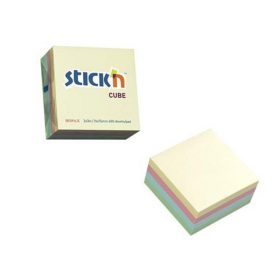   Öntapadó kockatömb, 76x76mm, 400 lap, STICK N, pasztell szivárvány