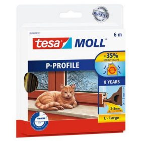   Ajtó- és ablaktömítő szalag, 9 mm x 6 m, TESA "tesamoll® P profil", barna
