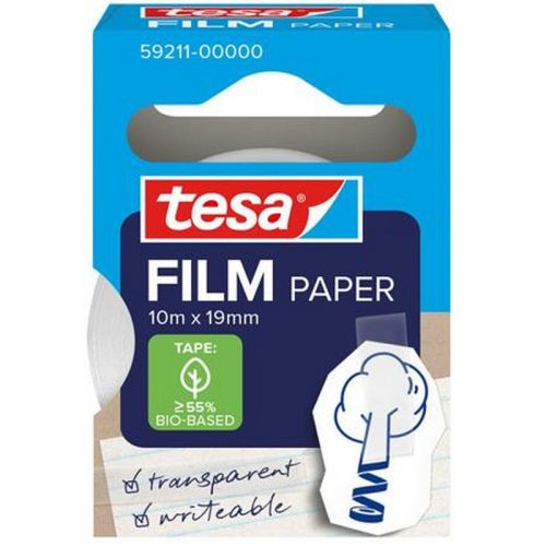 Ragasztószalag, írható, papír, 19 mm x 10 m, TESA "Tesafilm", átlátszó