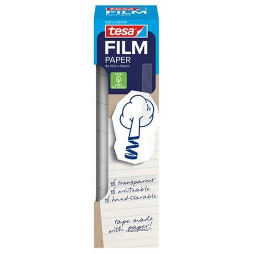 Ragasztószalag, írható, papír, 19 mm x 10 m, TESA "Tesafilm", átlátszó