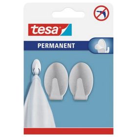   Fém akasztó, öntapadó, ovális, L méret, TESA, matt króm