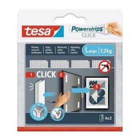   Akasztó, öntapadó, L méret, TESA "Powerstrips CLICK"