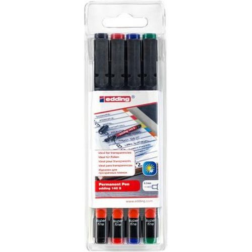 Alkoholos marker készlet, OHP, 0,3 mm, EDDING "140 S", 4 különböző szín