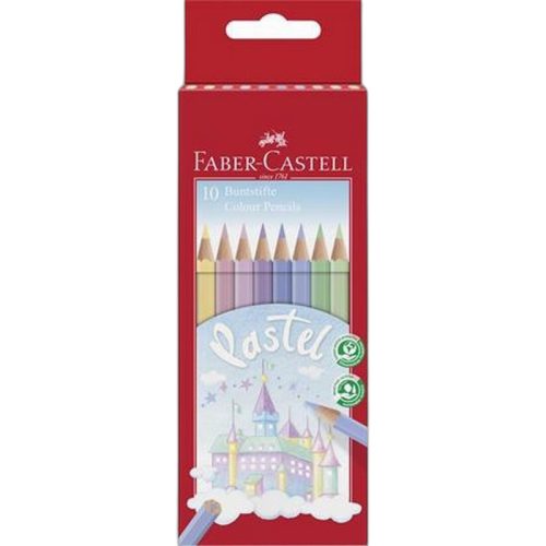 Színes ceruza készlet, hatszögletű, FABER-CASTELL, 10 különböző pasztell szín