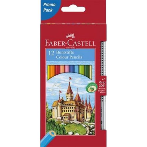 Színes ceruza készlet, hatszögletű, FABER-CASTELL "Classic", 12 különböző szín + 1 db graf...