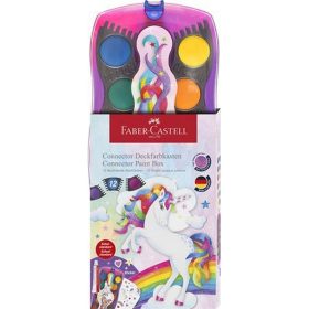   Vízfesték, 12 darabos, összeilleszthető, FABER-CASTELL "Unikornis"+1 tubus fehér tempera+u...