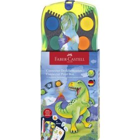  Vízfesték, 12 darabos, összeilleszthető, FABER-CASTELL "Dinoszaurusz"+1 tubus fehér temper...